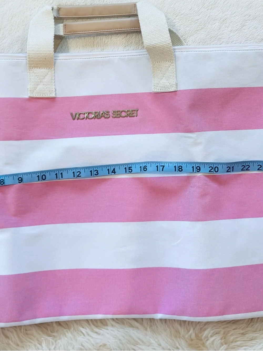 Victorias Secret stripe pink weekender